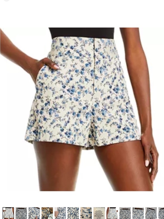 Alice + Olivia Pants - Alice + Olivia High-Waist Blue Floral Women’s Shorts
